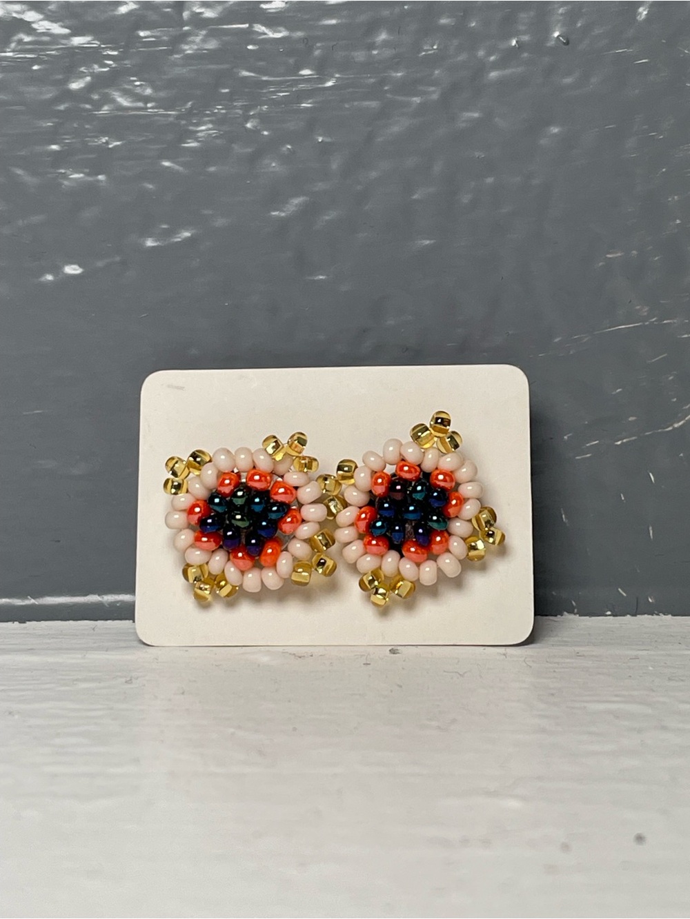 Huichol Beaded Square Stud Earrings